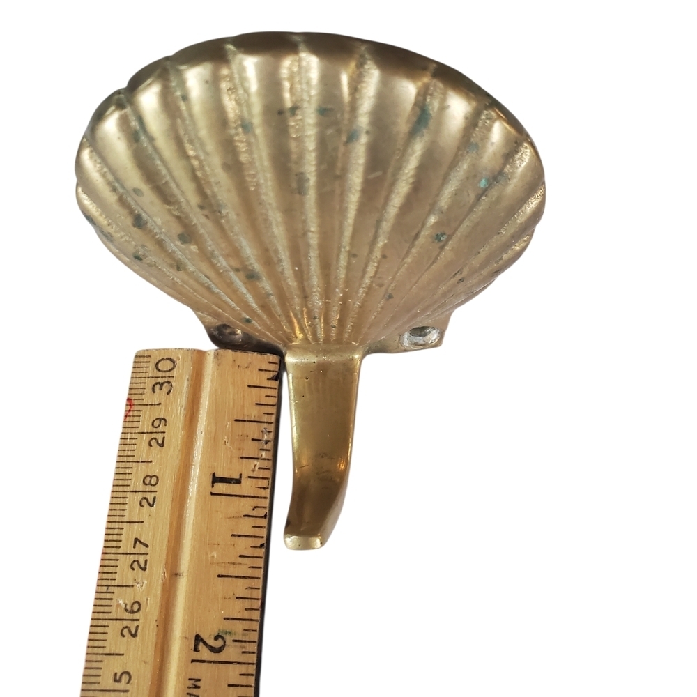 Vintage Brass Scallop Seashell Wall Hook - Picture 6 of 6